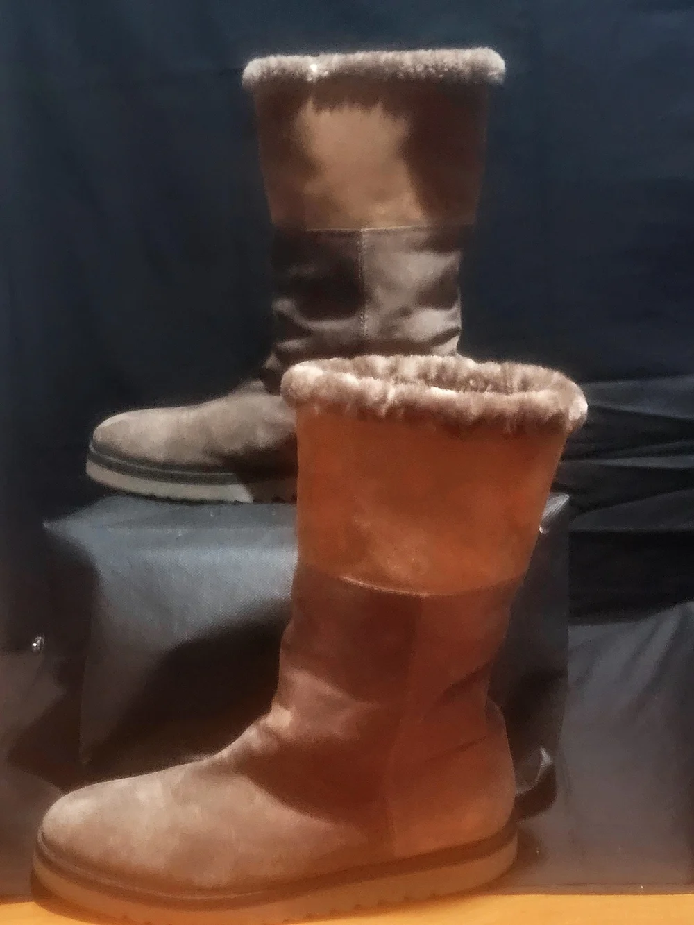 Aquatalia Boots Suede Mid Calf Faux Fur Lined Size 10